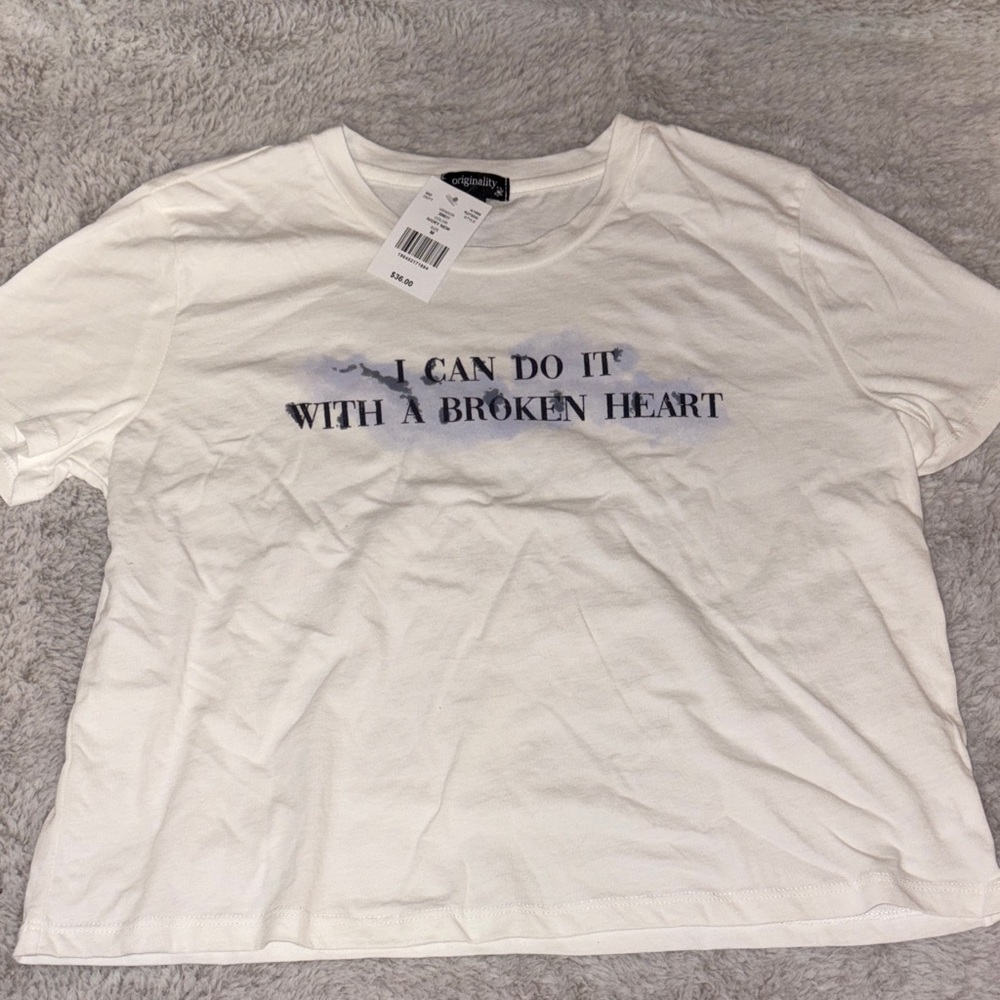 White Graphic Crop Top